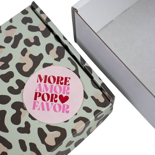 500x sticker 'More amor por favor' Rood-Roze 50mm