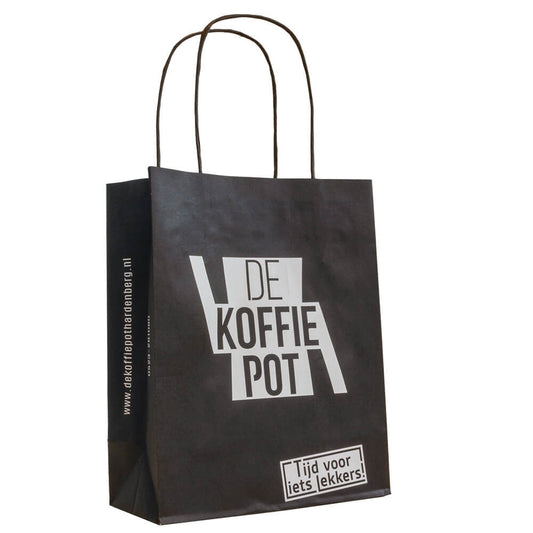 Basic papieren tas 18x9x23cm 1 kleur bedrukt