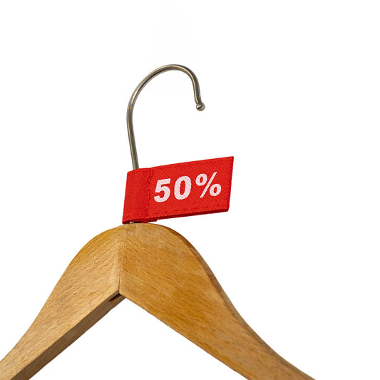 50x Kledinglabel 3x6cm - 50% rood