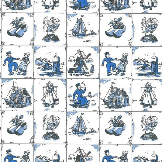 Inpakpapier Hollandse tegeltjes 30cm x 200mtr