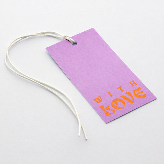 50x Cadeaulabels 'With love' Paars-Oranje