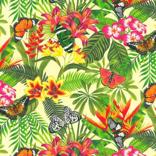 Inpakpapier Jungle Bloemen vlinders 30cm x 200mtr