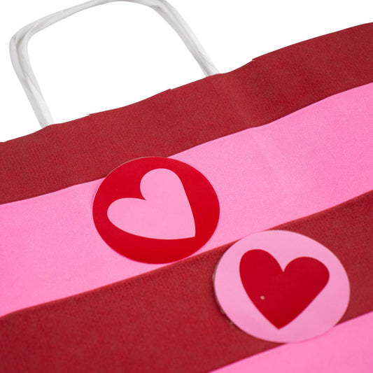 500x sticker 'Stripes heart' Rood-Roze 50mm