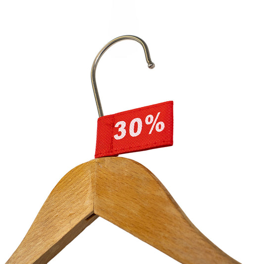 50x Kledinglabel 3x6cm - 30% rood
