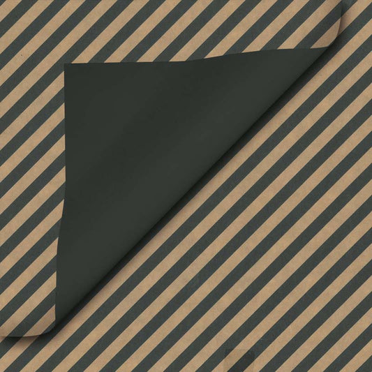 Inpakpapier Bruin kraft zwart effen + streepjes 50cm x 200mtr