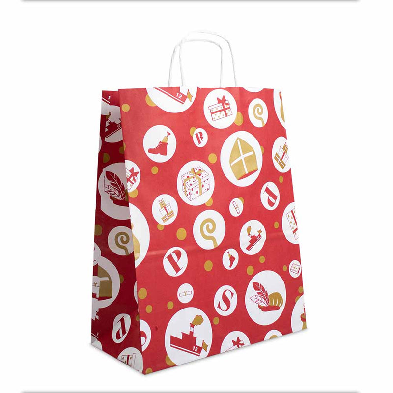 50x Sinterklaas tasjes A4 - Feestelijke Sint - Rood