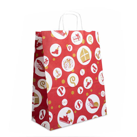 50x Sinterklaas tasjes A4 - Feestelijke Sint - Rood