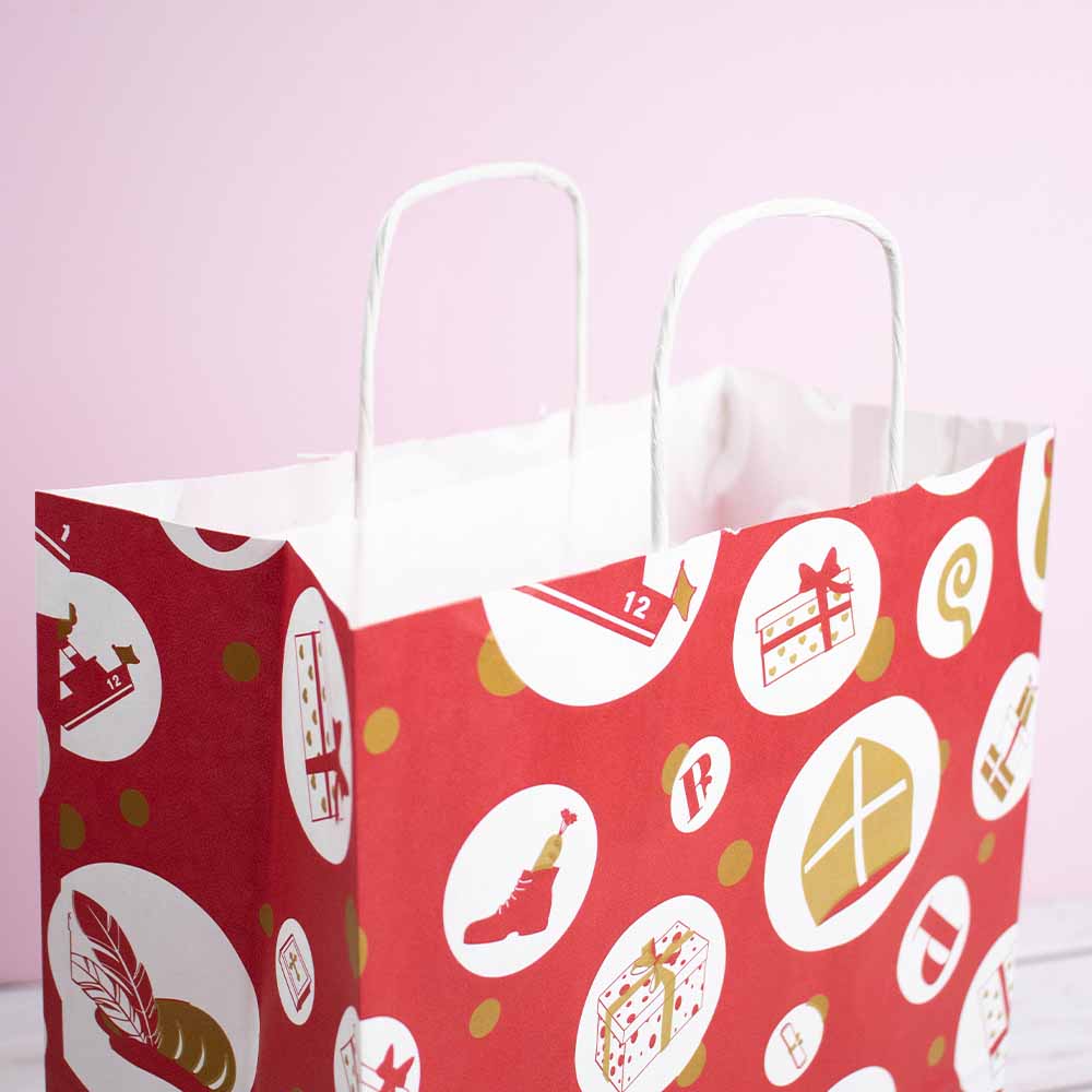 50x Sinterklaas tasjes A4 - Feestelijke Sint - Rood