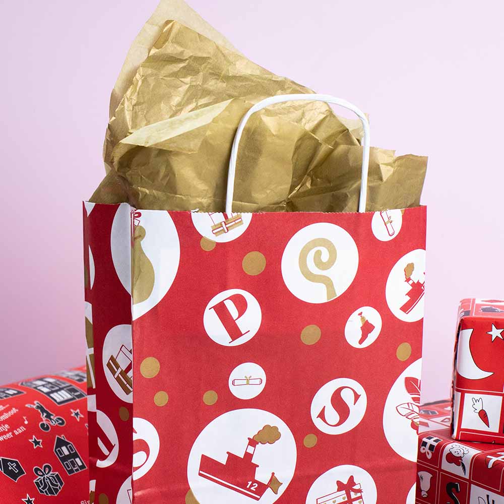 50x Sinterklaas tasjes A5 - Feestelijke Sint - Rood