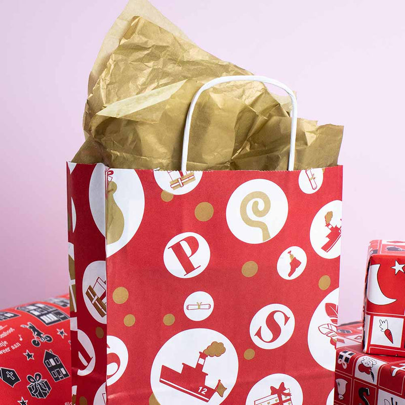 50x Sinterklaas tasjes A5 - Feestelijke Sint - Rood
