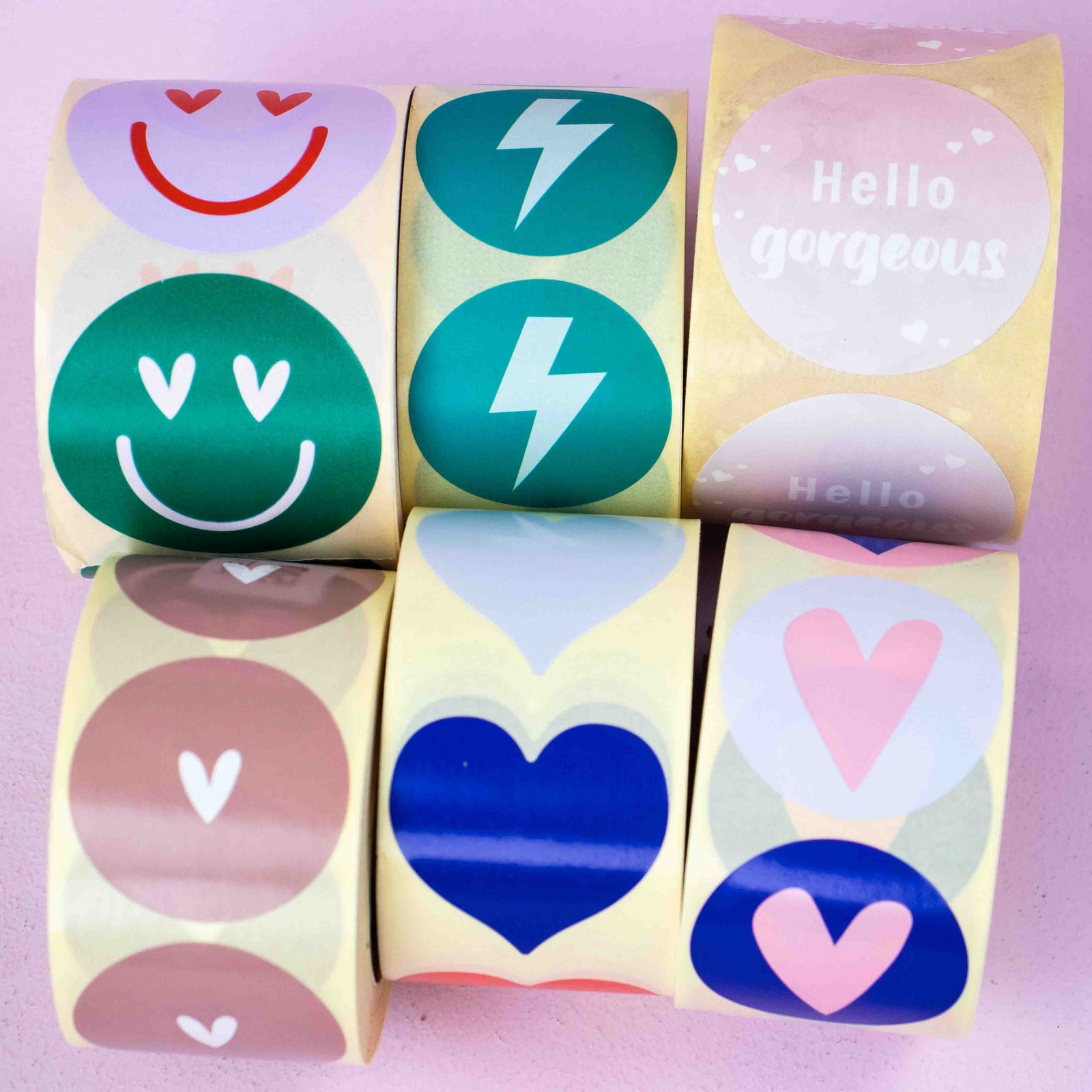 500x sticker 'Hart' assorti Goud-Roze 40mm