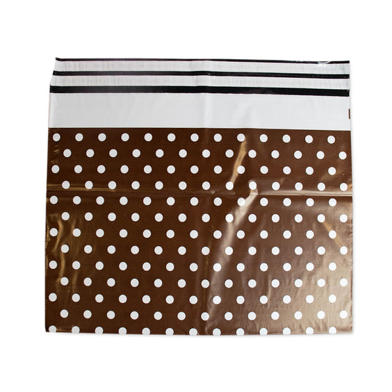 100x verzendzakken Dots brown Large