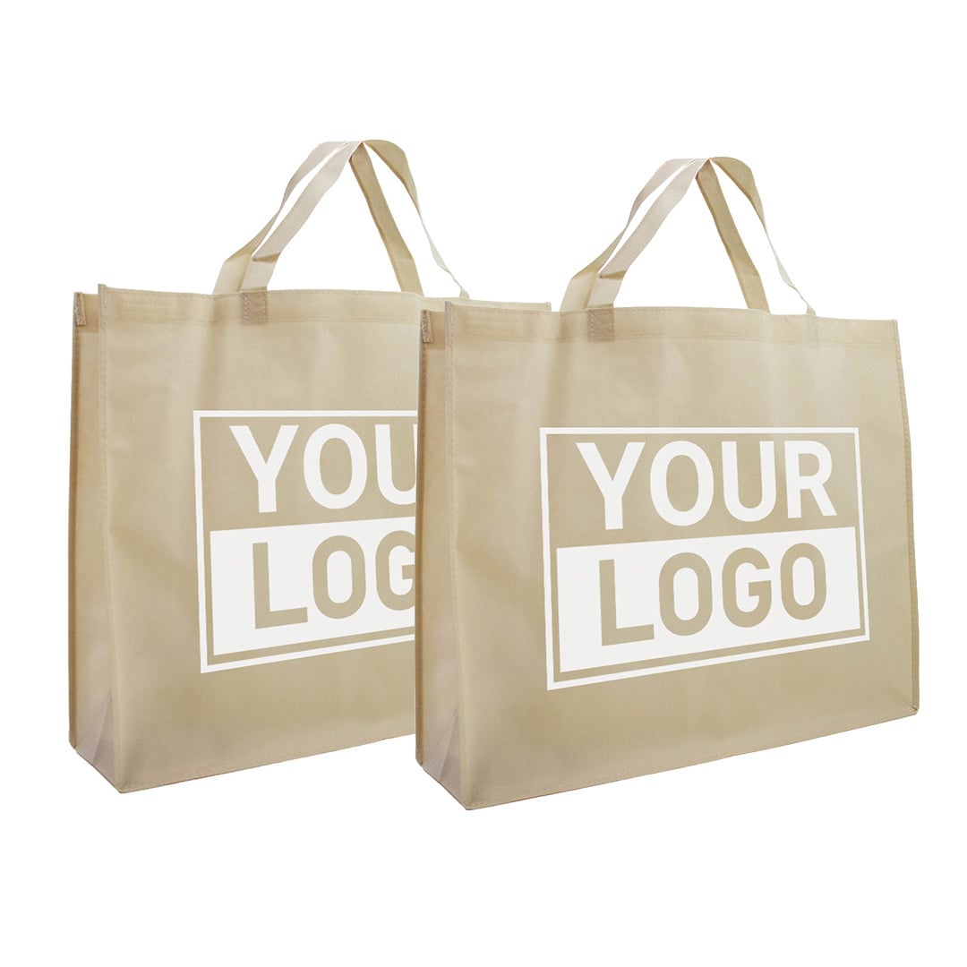 Shopper bedrukken Beige non woven 54x14x45cm - Spoed