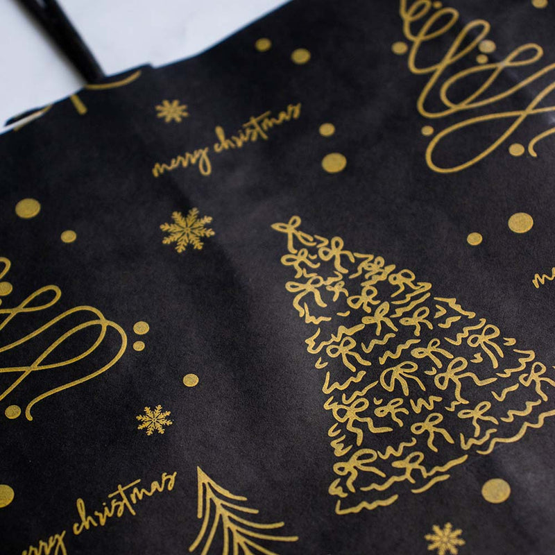 50x papieren Kersttasjes A4 Golden trees