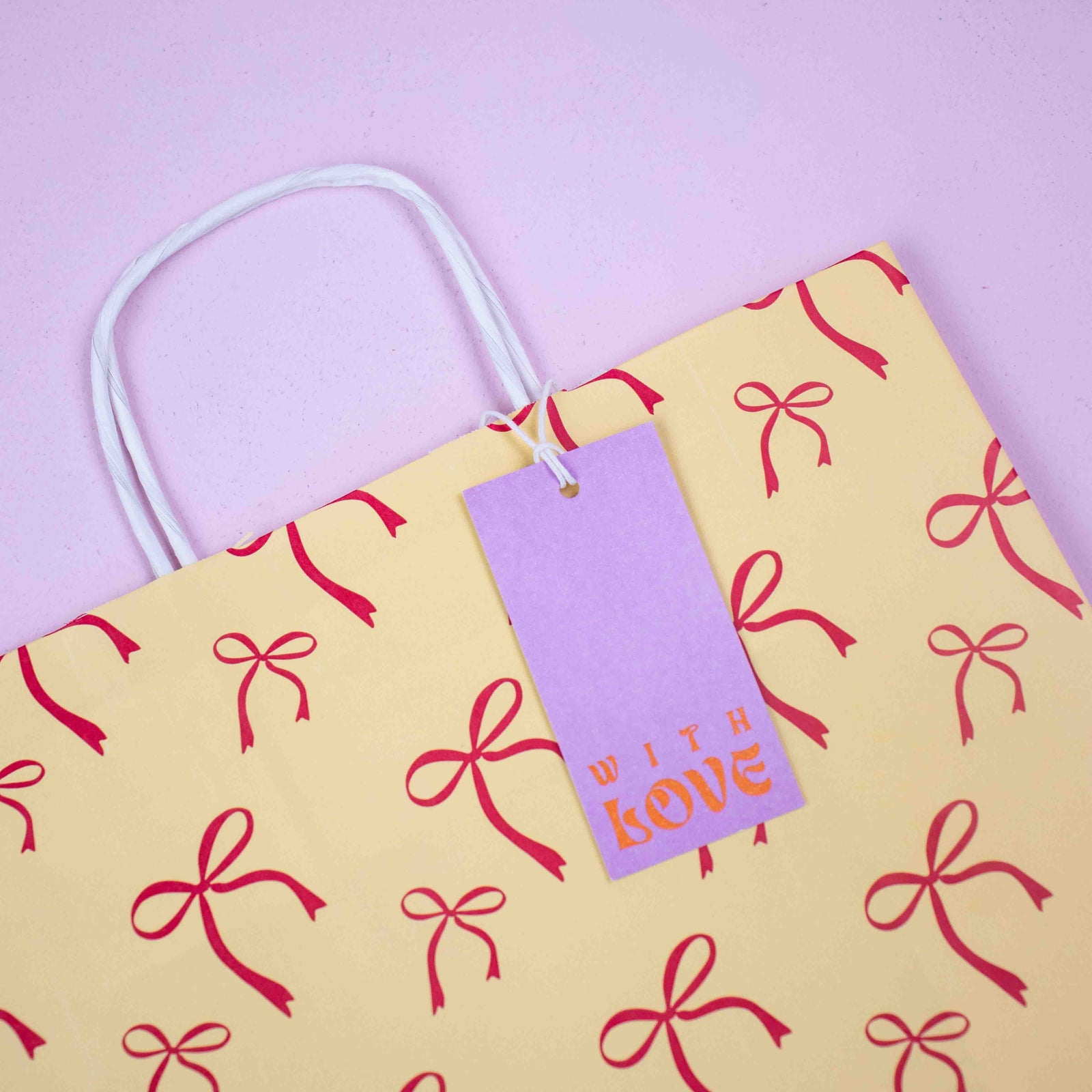 50x Cadeaulabels 'With love' Paars-Oranje