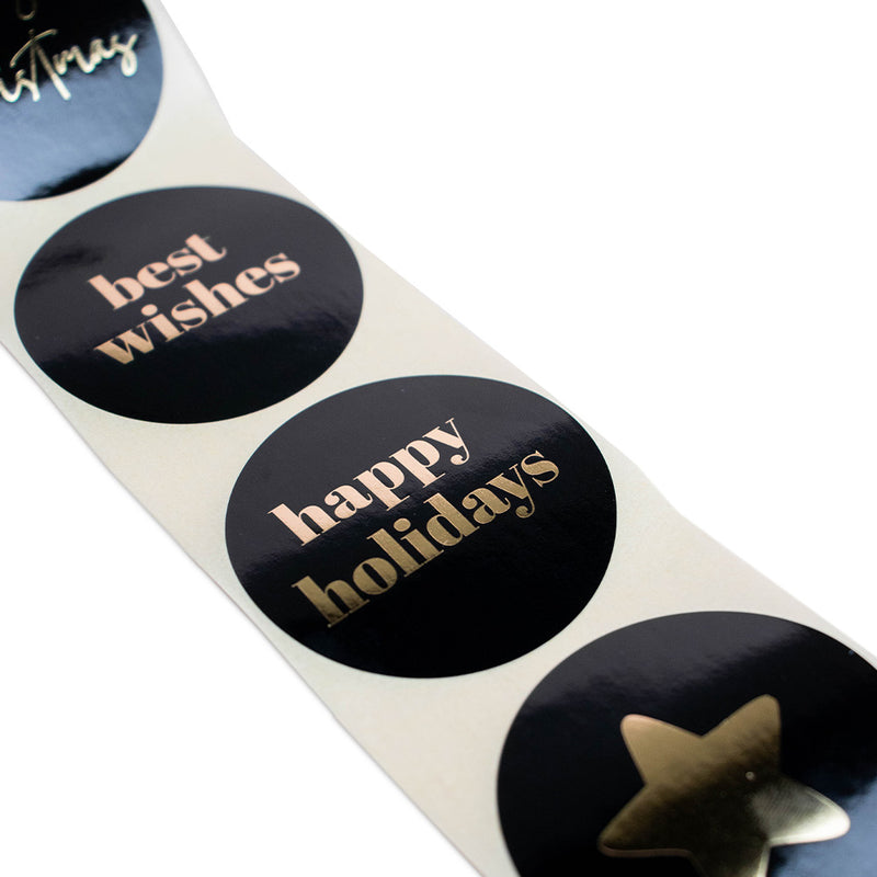 500x Best Wishes assorti Zwart-Goud 50mm
