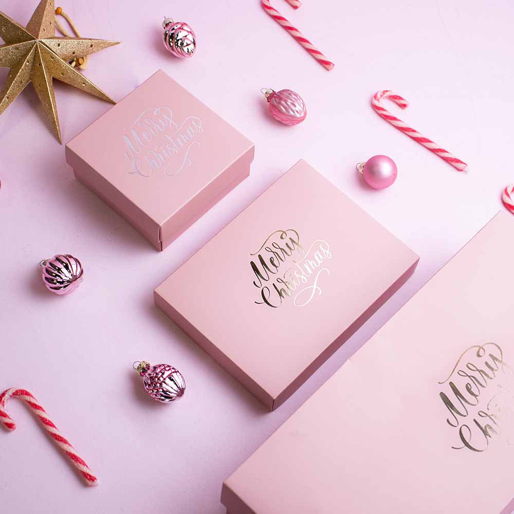 20x Kerst Geschenkdoos Roze 355x168x94mm