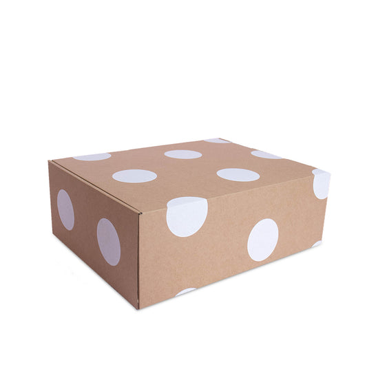 25x Postdozen Bruin met witte stippen 380x300x140mm