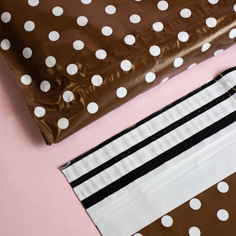 100x verzendzakken Dots brown XL