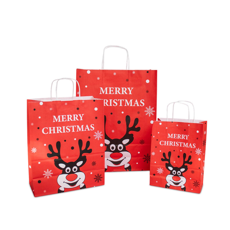 50x papieren Kersttasjes A3 Rudolph