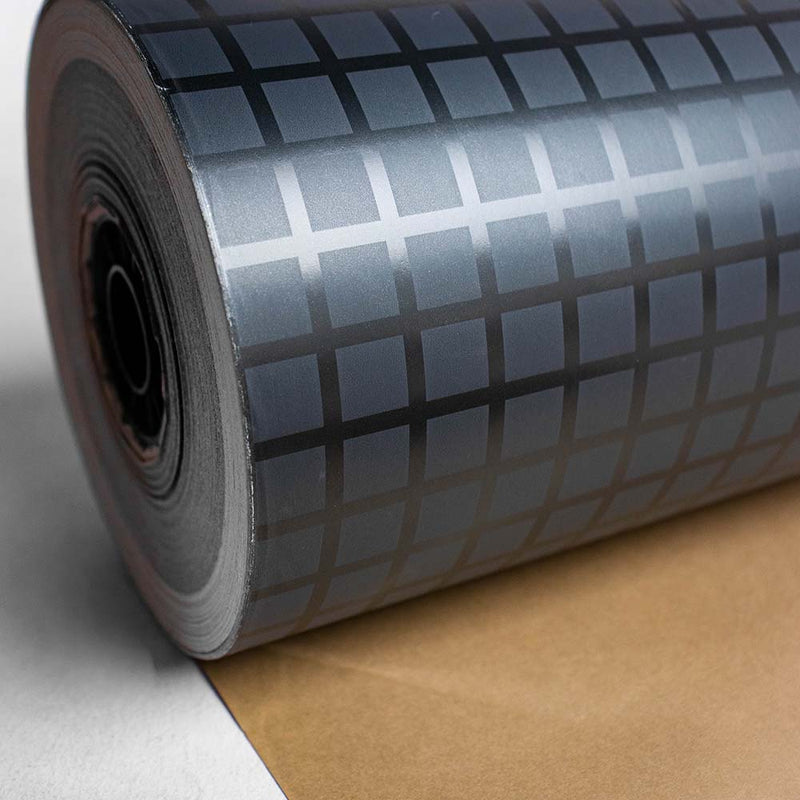 Inpakpapier zwarte blokjes 50cm x 200mtr