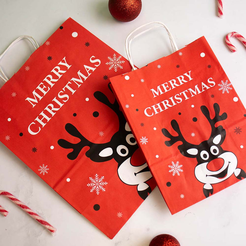 50x papieren Kersttasjes A3 Rudolph
