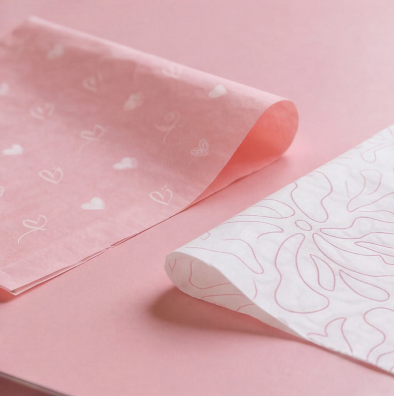Vloeipapier 50x70cm Roze met Hartjes
