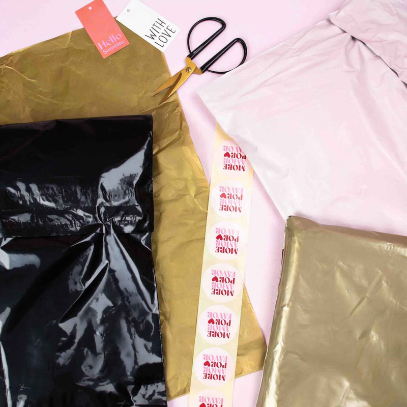 Roze hartjes verzendzakken bedrukken Large