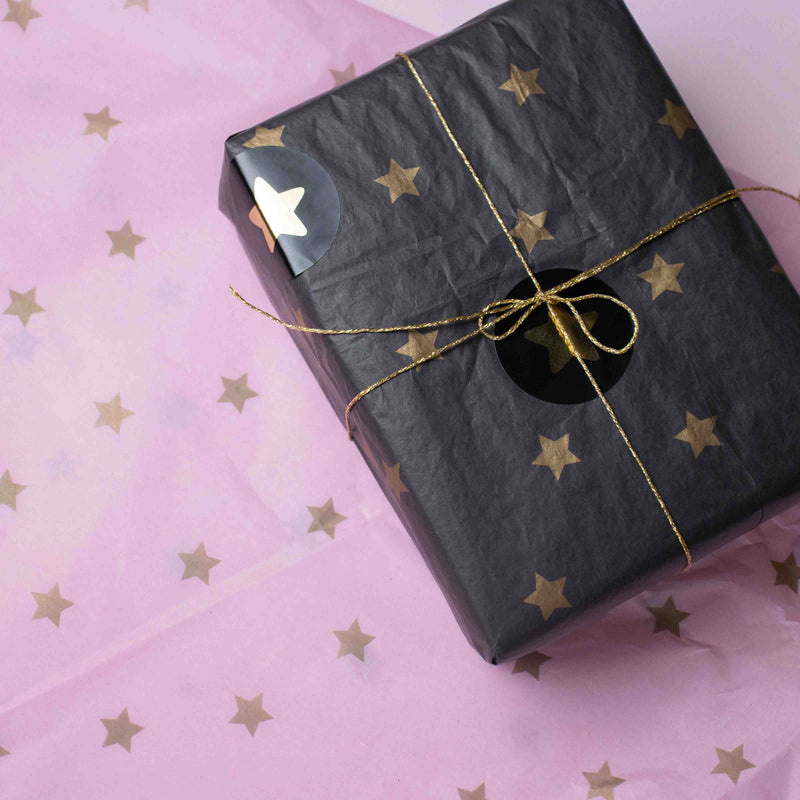 Vloeipapier 35x50cm Black Stars Gold
