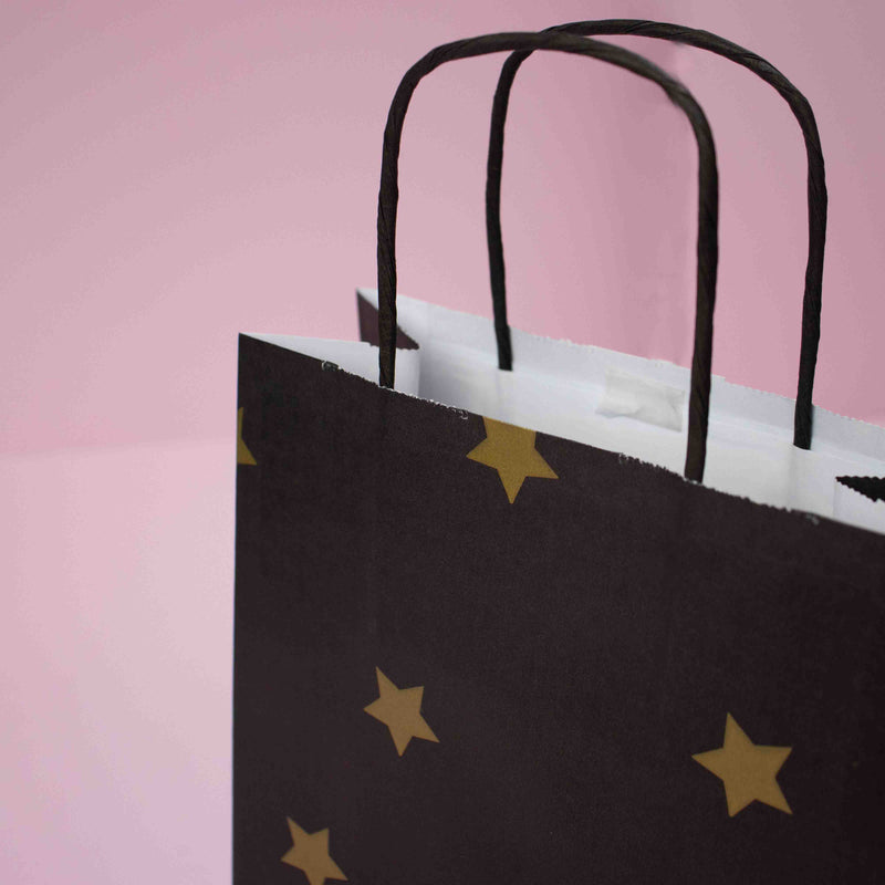 50x papieren tasjes Black Stars Gold A3