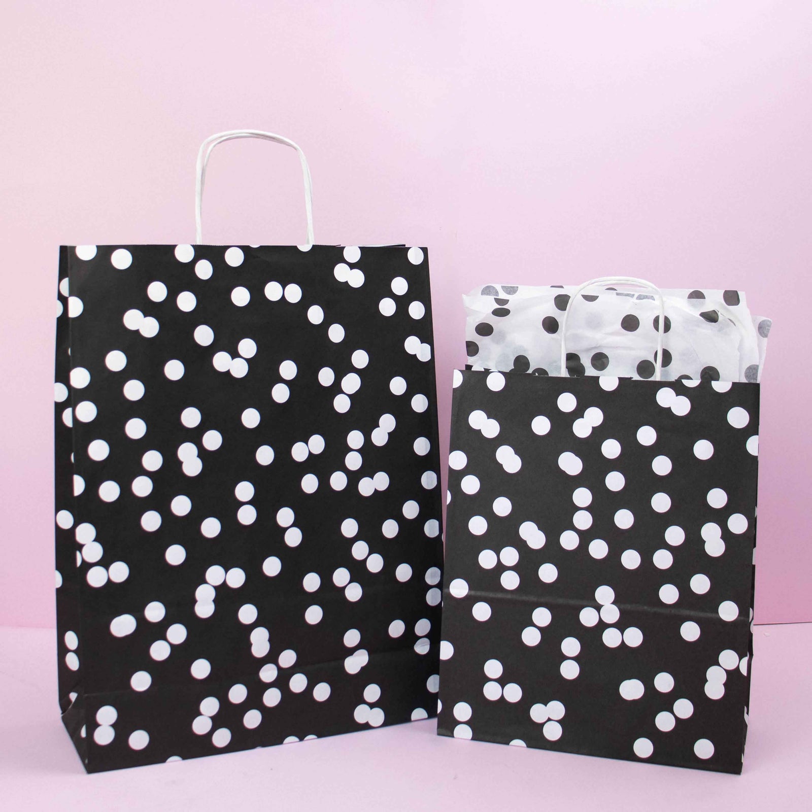50x papieren tasjes Dots A3