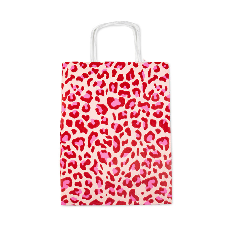 50x papieren tasjes Leopard Pink A5