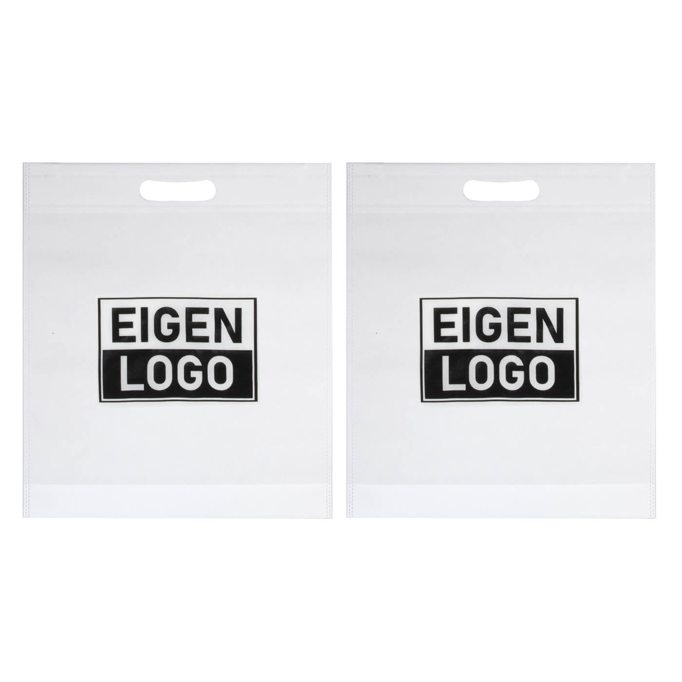 Tas bedrukken Wit Non Woven 38x44 + 2x4cm - Uitgestanst Handvat