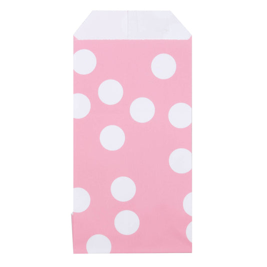 200x Papieren Zakjes Dots Roze 7x13cm