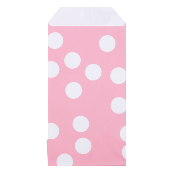 200x Papieren Zakjes Dots Roze 7x13cm