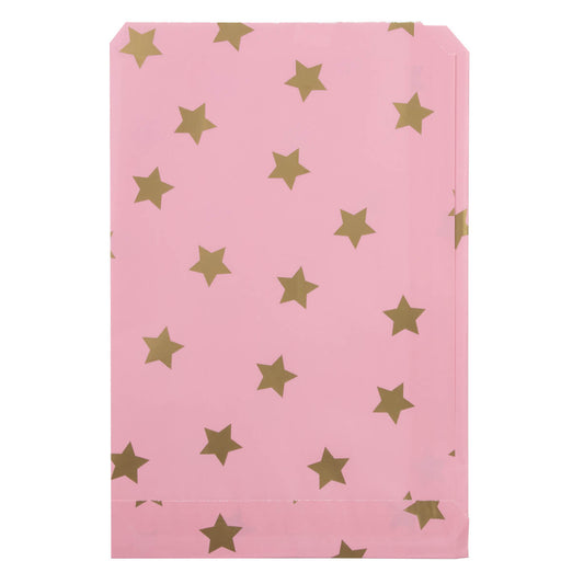 200x Papieren Zakjes Stars Gold 17x25cm