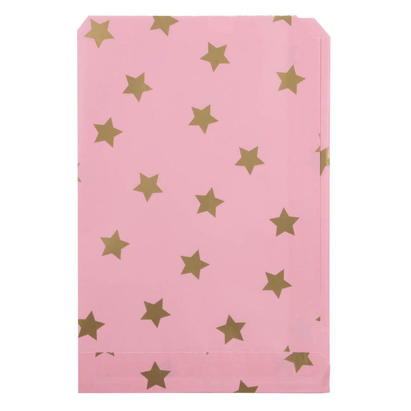 200x Papieren Zakjes Stars Gold 17x25cm