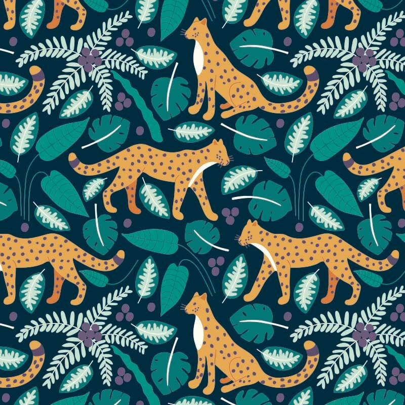 Inpakpapier Donker groen Panter 50cm x 200mtr