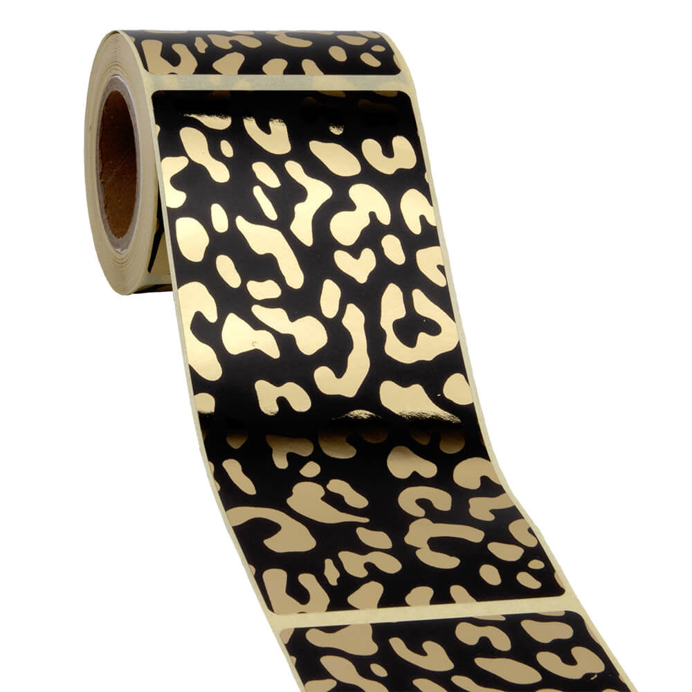 100x sluitsticker Leopard Zwart-Goud