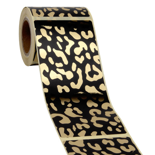 100x sluitsticker Leopard Zwart-Goud