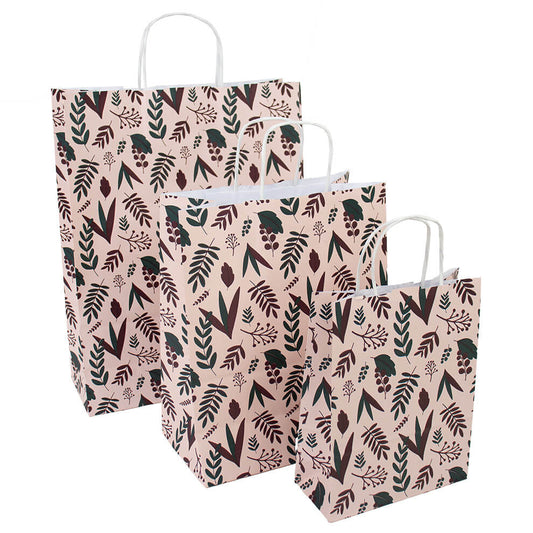 50x papieren tasjes Botanic Pink A3