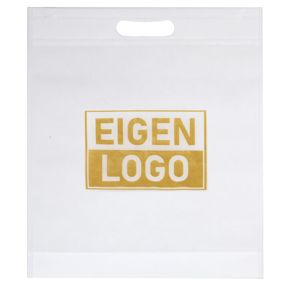 Tas bedrukken Wit Non Woven 38x44 + 2x4cm - Uitgestanst Handvat
