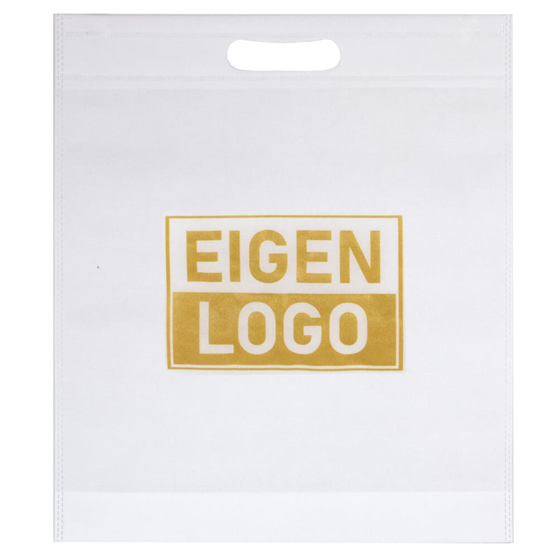 Tas bedrukken Wit Non Woven 38x44 + 2x4cm - Uitgestanst Handvat
