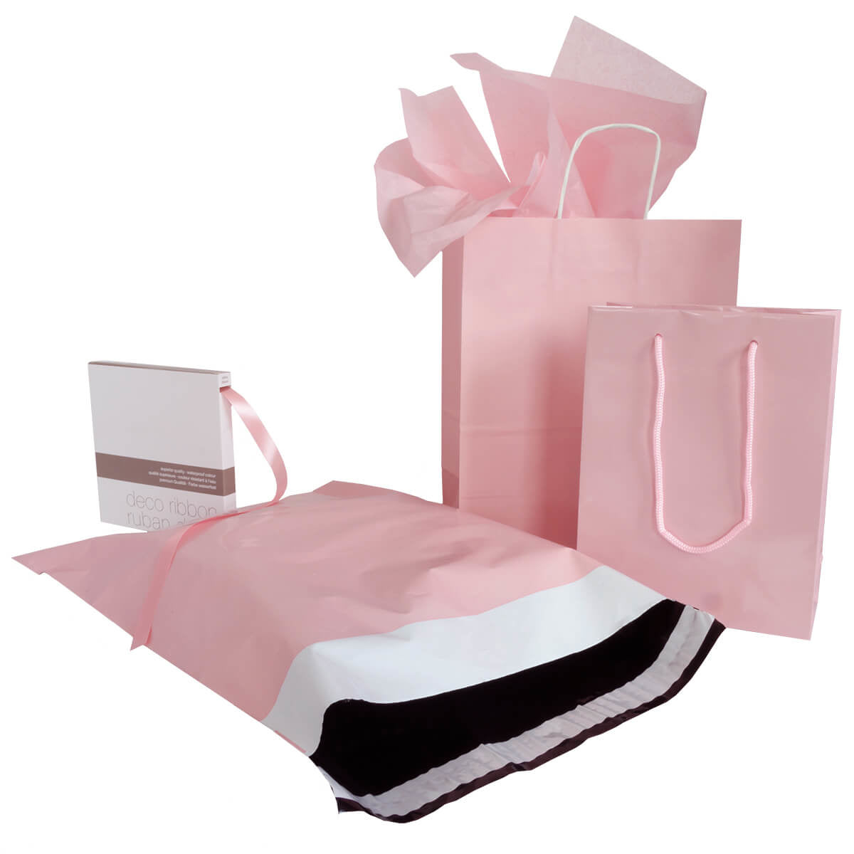 50x papieren tassen Licht roze in diverse formaten
