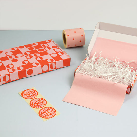 500x sticker 'Thank you for your order' Rood/Roze 50mm