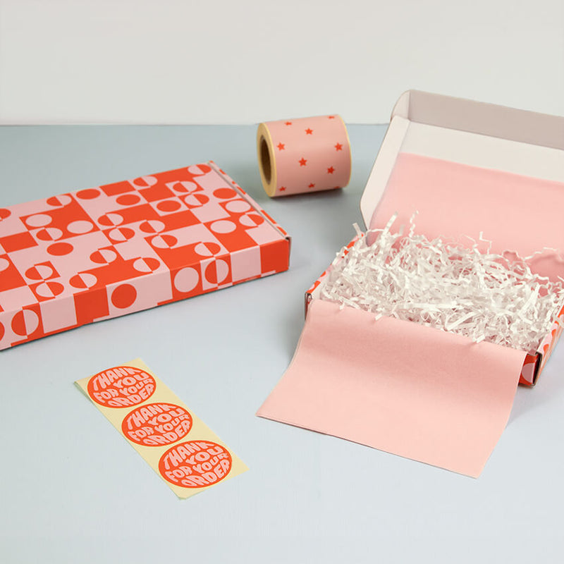 500x sticker 'Thank you for your order' Rood/Roze 50mm