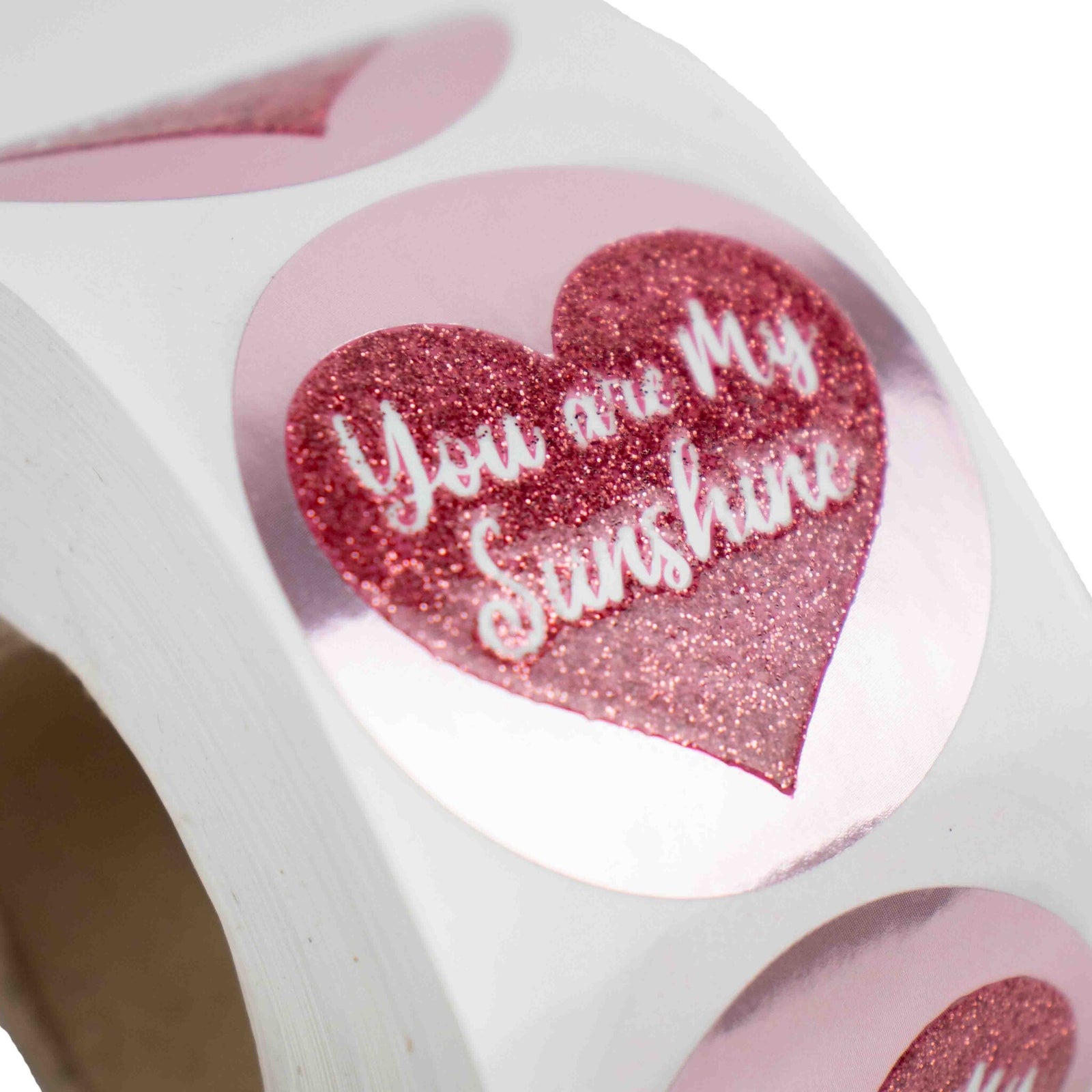 500x sticker 'You are my sunshine' Roze glitters 50mm