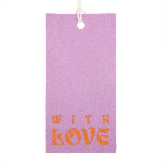 50x Cadeaulabels 'With love' Paars-Oranje