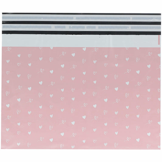 100x verzendzakken Hartjes Roze Large Retoursluiting
