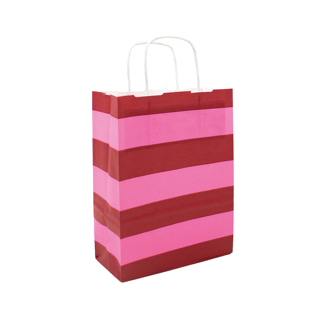 50x papieren tasjes Stripes Pink A5